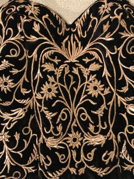 Hand embroidered velour corset STYLE 103