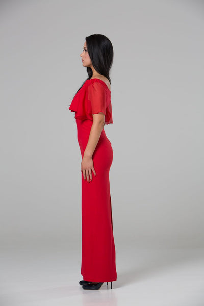 Red gypsy style off shoulder dress STYLE 11