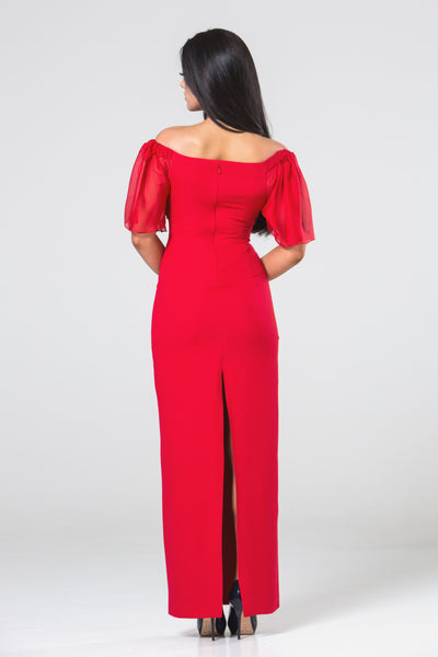 Red gypsy style off shoulder dress STYLE 11