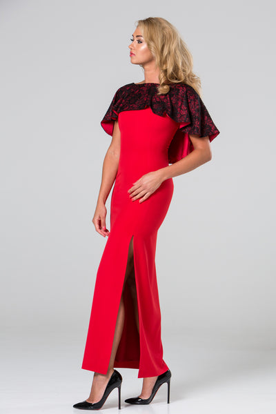 Black lace cape elegant dress STYLE 02