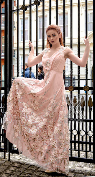 Pink Bohemian lace gown STYLE 108