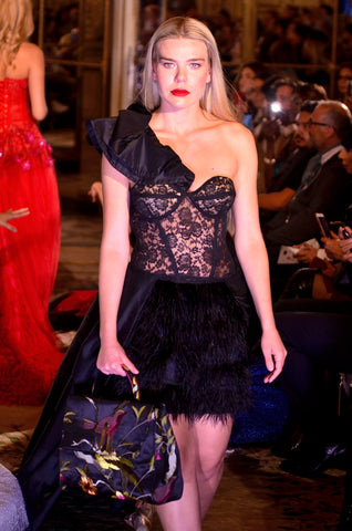 Lace 3 D style Taffeta gown