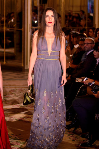 Grey golden embroidered dress