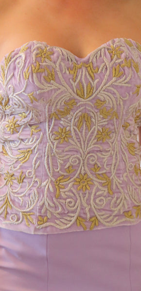 Hand embroidered velour corset STYLE 103