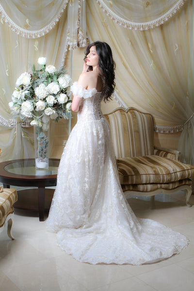 White wedding party corset gown